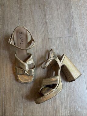 Wild Pair Metallic Gold Chunky Block Heels